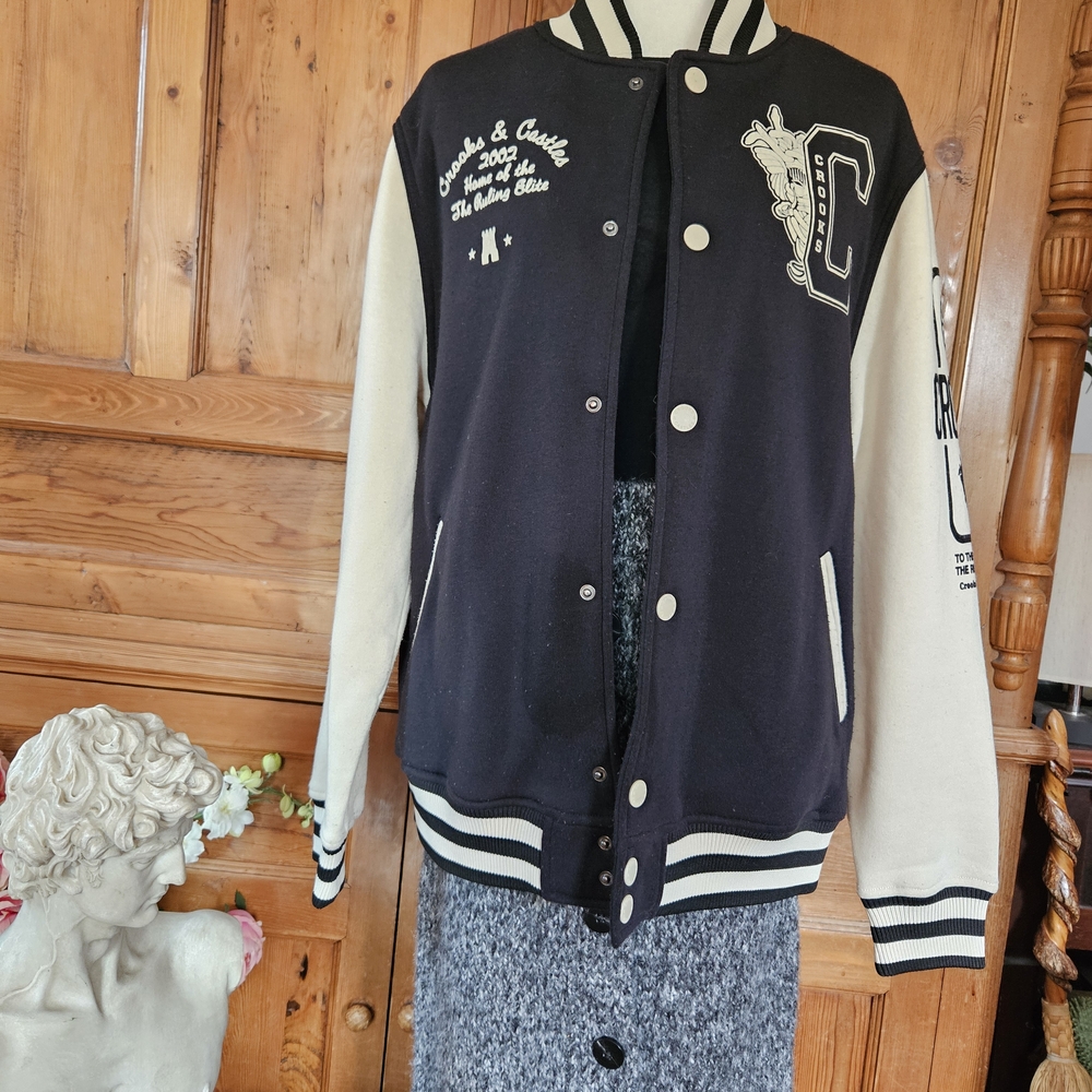 Crooks & Castles Black and Silver Embroidered Jacket